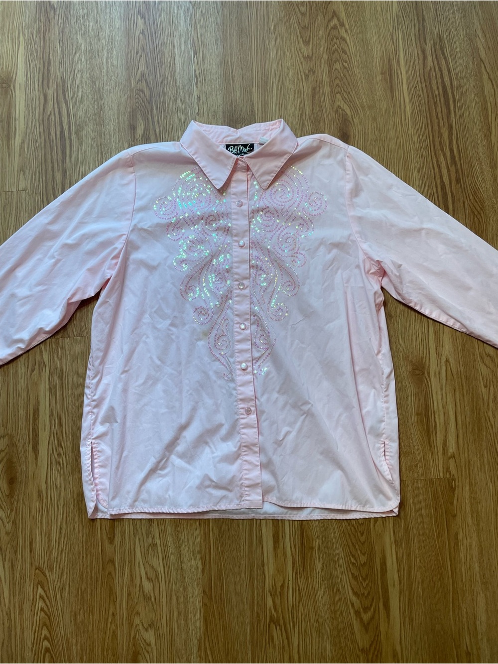 Vintage Bob Mackie Pink Sequin Button Down Shirt